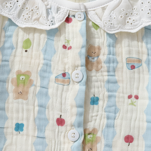 Ropa de Dormir de Verano para Mujer, con Botones al Frente, Suave y Transpirable, de Poliéster/Algodón, Manga Larga - Product Image 5