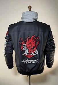 Sweat à capuche en polaire de qualité supérieure, veste bomber en cuir PU pour homme avec motifs brodés et capuche amovible - Product Image 4