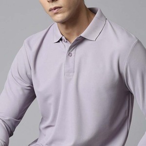 Men <b>Long</b> <b>Sleeve</b> Polo Shirt Solid Color Turn Down Collar Button Casual Spring <b>Tops</b> - Product Image 3