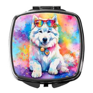Samoyède Hippie Dawg Compact Pliant De Poche Miroir De Maquillage Portable Voyage Miroir Décoratif pour Femmes Filles Poche Idées Cadeaux - Product Image 1