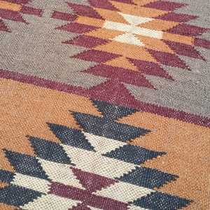 Tapis d'aire exotique tissé à la main en jute et laine, kilim pour salon, chambre et bureau - Product Image 1