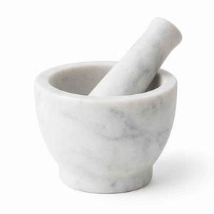 Mortero y pilón de mármol blanco hechos a mano, molinillo de hierbas tradicional para cocina, juego decorativo de gres. - Product Image 1