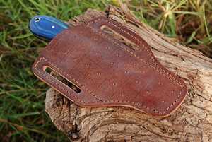 Cuchillo Sheepsfoot con Hoja de Acero al Carbono de 0.7mm de Grosor, Borde Recto, Herramienta para Trabajar la Madera con Mango Azul y Rojo - Product Image 5