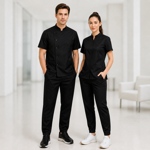 Conjunto de Uniforme Médico Ecológico de Bambú, Unisex, Cuello en V, Fresco, Transpirable, de Poliéster y Spandex - Product Image 1