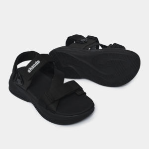 Sandales décontractées avec design rotatif, adhérence et stabilité améliorées, couleur noire intégrale, semelles en caoutchouc. - Product Image 1