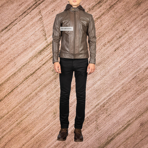 Men's <b>Leather</b> <b>Jacket</b> with Hooded Zipper up Motorcycle <b>Jacket</b> Vintage <b>Winter</b> <b>Leather</b> <b>Jacket</b> Direct Factory Supply From India - Product Image 3