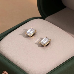 14k Gold <b>Emerald</b> Cut Lab Diamond <b>Stud</b> Earrings_ 3 Carat Ethical Fine Jewelry - Product Image 4