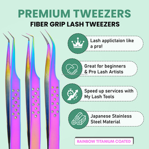 Lash Extension Tweezers Set straight tweezer eyelash extension Micro Fiber Grip for Precision Eyelash Application Isolation Set - Product Image 2