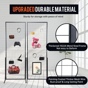 ชุดแผงลวดแสดงสินค้าแบบสองด้าน ขนาด 24x67 นิ้ว จำนวน 2 ชุด พร้อมฐานตั้งแบบ T สำหรับร้านค้าปลีกและงานแสดงสินค้าหัตถกรรม - Product Image 3