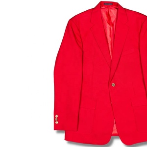 Blazer Rojo para Hombre, Estilo Británico, Cuello de Solapa, Corte Regular, Tejido de Lana, Unisex - Product Image 4