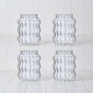 Gobelets en verre côtelé prêts à la vente avec pailles pour supermarchés, chaînes de magasins d'articles ménagers et présentoirs saisonniers - Product Image 4