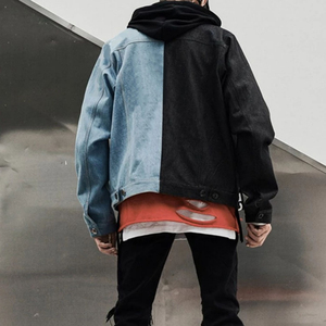 Best High quality Red Black Color Block Patchwork Streetwear <b>Jacket</b> Men's Long Sleeve Casual Coat - Product Image 2