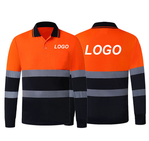 Chemise de travail haute visibilité pour homme, col polo, manches longues, bandes réfléchissantes, logo personnalisé, vêtements de travail durables, uniforme - Product Image 2