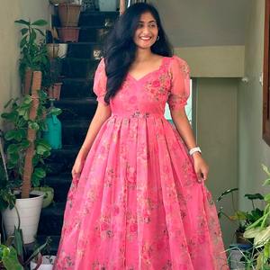 AARYA 2026 Vestido Largo Informal de Verano, Estampado, Holgado, Estilo Occidental, para Mujer, Talla Grande, Cuello en V, Tela de Organza - Product Image 2