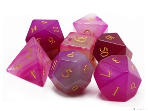 High quality stone dice crystal Pink agate natural crystal reiki healing gemstones <b>Engraved</b> custom dice set Vikings crystal - Product Image 2