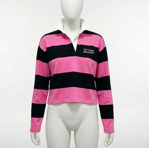 T-shirt à manches longues multi-rougeurs pour femmes, col polo en pur coton, haut décontracté, couche de base, coupe ample, style polo pour femmes - Product Image 4