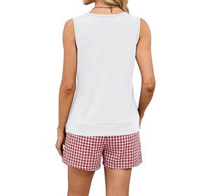 Conjunto de Verano de 2 Piezas para Mujer, Camisa y Pantalones Cortos de Algodón Satinado, Diseño Sólido, Casual, Transpirable, Ecológico, Impermeable y de Secado Rápido - Product Image 4