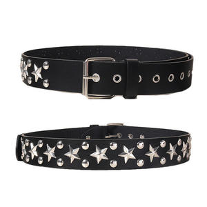 Cinturón Clásico Vintage de Cuero PU Negro Estilo Punk para Mujer, Cinturones Vaqueros con Remaches Cuadrados en Forma de Estrella para Hombre y Mujer - Product Image 5