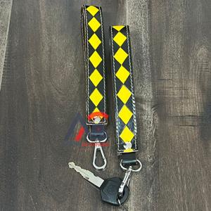 Porte-clés personnalisé en cuir de vachette à carreaux avec motif diamant, dragonne pour sacs et clés, idéal pour femmes, cadeaux - Product Image 1