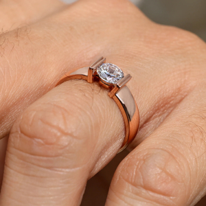 Rose Gold Oval Cut Diamond Engagement <b>Ring</b> Tension Setting Classic Women's Fine Jewelry - Product Image 2