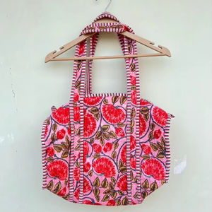 Bolso Tote de Algodón Acolchado Ligero Estilo Bohemio Vintage de Color Liso al por Mayor, Gran Capacidad, para Mujer, Totalmente Abierto - Product Image 1