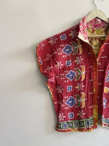 Embroidered Reversible <b>Quilted</b> Kantha Short <b>Jacket</b> Boho Vintage Coat Women <b>Jacket</b> - Product Image 4