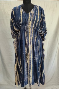 Nuevo Vestido Maxi Kaftan Oversize Tie Dye para Mujer, Estilo Holgado para Vacaciones con Silueta Fluida y Cómodo Kaftan Azul - Product Image 3