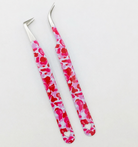 Professional Durable Reusable <b>Pink</b> Camo Eyelash Extension Tweezers <b>Set</b> Stainless Steel Precision Lash Isolation Beauty <b>Tool</b> Kit - Product Image 4