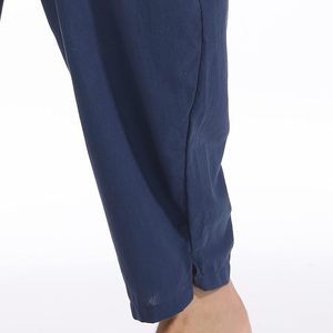 Men's Cotton Linen Drawstring <b>Pants</b> Elastic Waist Casual <b>Summer</b> Beach <b>Pants</b> - Product Image 5