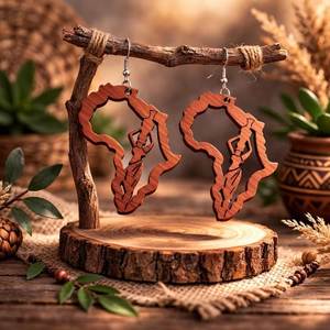 Boucles d'oreilles pendantes en bois tendance 2026 pour femme, faites à la main, rustiques, personnalisées, pour fêtes et usage quotidien, bijoux fantaisie - Product Image 5