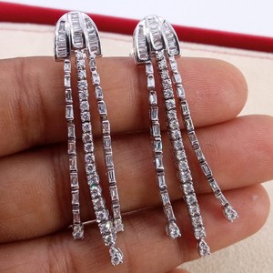 Pendientes Colgantes de Diamantes Naturales 1.88 Cttw, Plata de Ley 925, Color G-H, Engaste de Garras, Joyería de Moda para Bodas, Venta al por Mayor - Product Image 2