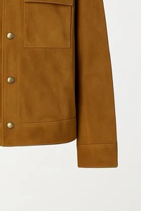Men's Suede Shirt Jacket Workwear Style Turn-<b>down</b> Collar Solid Color Button Closure Autumn Regular Fit - Product Image 5