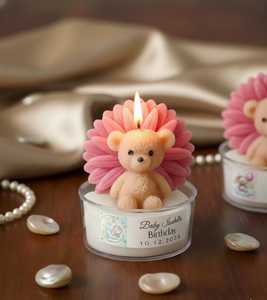 Teddy Flower Glass <b>Candle</b> Baby Shower Luxury Scented Glass <b>Candle</b> Custom Label Cute Birthday return gift <b>Candle</b> Customized Label - Product Image 2