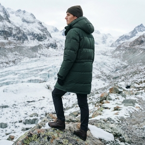 Veste d'hiver matelassée à capuche pour homme, vert foncé, multi-poches, fermeture éclair intégrale, isolée, décontractée, longue, pour l'extérieur - Product Image 4