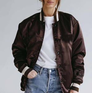 Women's Satin Bomber <b>Jacket</b> <b>with</b> <b>Lining</b> Custom Logo High Quality Winter Windbreaker Autumn Fashion Wholesale <b>Jackets</b> - Product Image 5