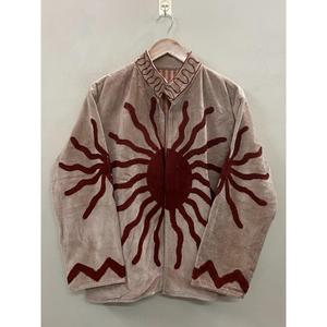 Hand Embroidered <b>Velvet</b> Knitted Cotton <b>Jacket</b> <b>Women</b> Mandarin Collar Full Sleeve Floral Pattern Open Front Prairie Winter/Spring - Product Image 1