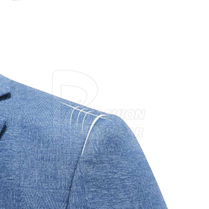 Blazer bleu croisé pour homme à col mandarin 100 % polyester infroissable imperméable respirant style britannique coupe classique - Product Image 5