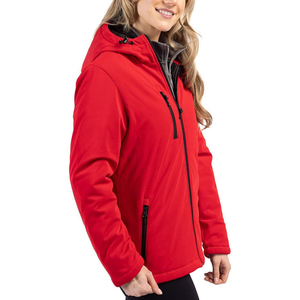 Veste en polaire à capuche rouge avec fermeture éclair, coupe-vent, vêtements d'hiver décontractés, unisexe, coupe régulière, couleur unie, coque en polyester - Product Image 5