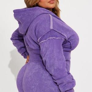 Conjunto de Sudadera con Capucha y Pantalones Cortos Vintage para Mujer, de la Mejor Calidad, Lavado, Liso, con Logotipo Personalizado, Colores y Tallas Disponibles, Ropa Casual Urbana - Product Image 2