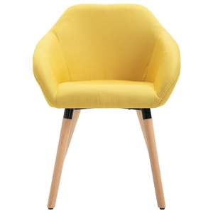 Ensemble de 4 chaises de salle à manger en bois massif, polyester jaune, taille standard - Product Image 4