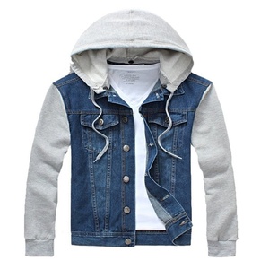Blouson en jean chaud et tendance à col montant brodé en polaire, style motard, en denim uni, idéal pour l'hiver, service OEM disponible - Product Image 2
