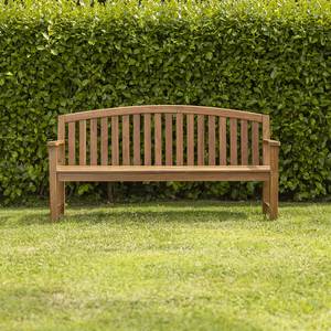 Banco de Jardín Moderno de Madera de Teca con Respaldo de Listones Arqueados - Product Image 1