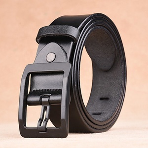 Ceinture Formelle en Cuir Véritable pour Homme, Cuir de Vachette, Couleur Unie, Boucle Rectangulaire à Ardillon Argenté, Style Professionnel Durable - Product Image 4