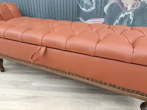 Sofá Otomano en Forma de L de Dos Plazas, Tapizado en Cuero Genuino, Moderno y de Primera Calidad, con Brazos Enrollados Decorativos y Asiento Acolchado - Product Image 3