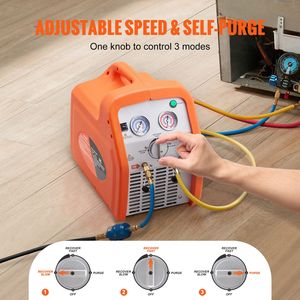 Macchina Portatile per il Recupero di Refrigerante da 1 HP, Doppio Cilindro, Protezione ad Alta Pressione, 120V 60Hz, per Sistemi HVAC a Doppio Cilindro - Product Image 6