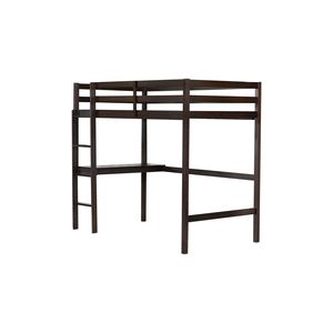 Cama Alta Doble Tipo Espresso para Niños, Madera de Caucho Resistente con Escritorio Integrado, Escalera y Barandilla de Seguridad - Product Image 3