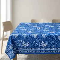 Nappe carrée en coton imprimé à motifs floraux traditionnels, lavable, décoration intérieure, nappe rectangulaire