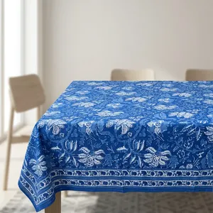 Traditional Floral Block Printed Cotton <b>Tablecloth</b> Square Washable Home Decor <b>rectangle</b> table cloth - Product Image 3