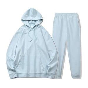 100% coton automne hiver hommes sweats à capuche et sweats logo personnalisé broderie jogging costumes formation porter des pantalons hommes ensembles - Product Image 2