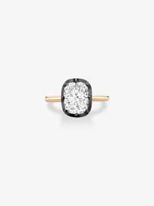 Bague de fiançailles solitaire personnalisée en or massif 14K avec diamant de laboratoire taille coussin, sertie à griffes, de luxe, pour mariage, anneaux noircis - Product Image 1